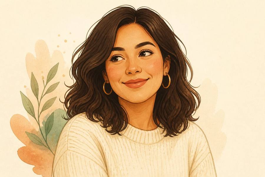 Cartoon illustration of Mary, used as the homepage portrait