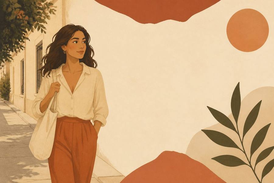 Cartoon illustration of a walk outdoors